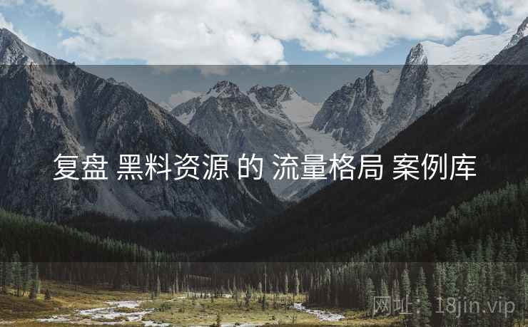 复盘 黑料资源 的 流量格局 案例库